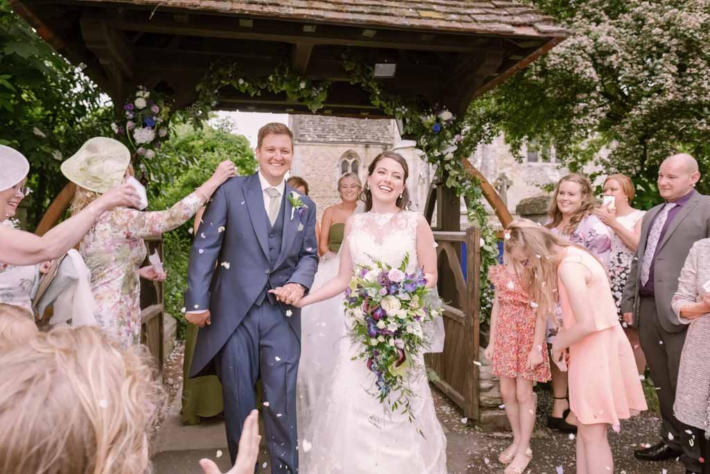 Lullington Church Wedding Photographer: Confetti wedding photo