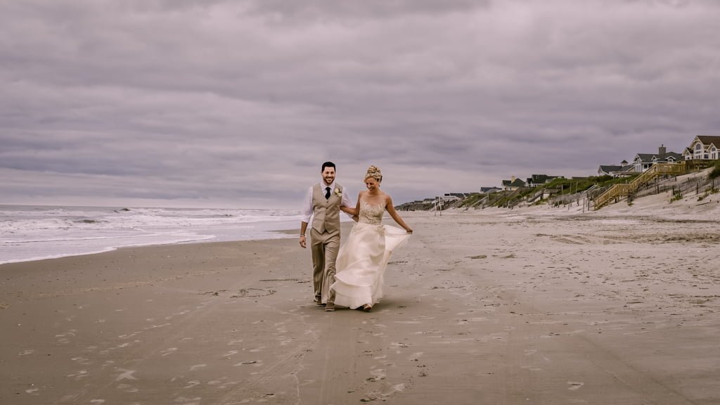 Bride and groom on Beach in USA wedding use