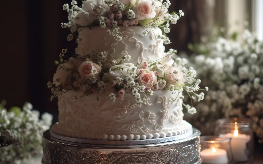 50 tips on the art of Photography: Wedding Cake with Floral Accents.