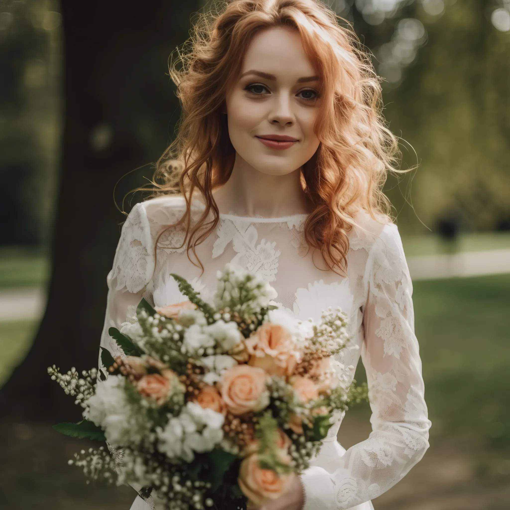 Babington House Wedding Photographer: a woman in a white dress holding a bouquet of flowers.