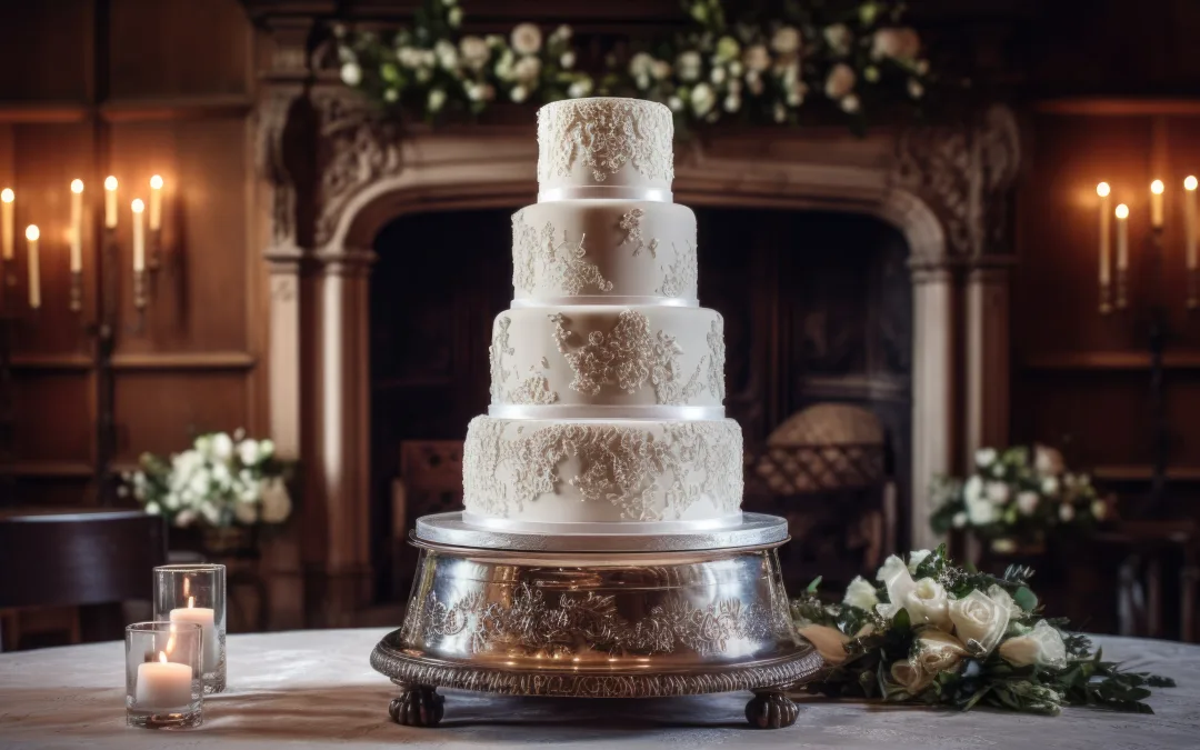 Elmhay Park Weddings: a wedding cake sitting on top of a table.
