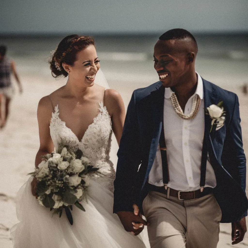 How to start a Photography Business: a bride and groom walking on the beach.