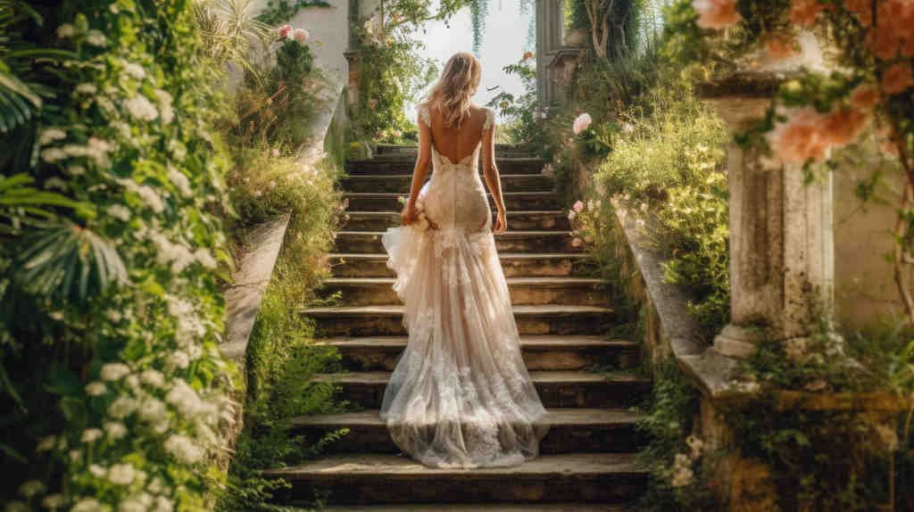 What Photos to take at Weddings: Wedding Photographer Bath and Orchardleigh:a woman is walking down a set of stairs.