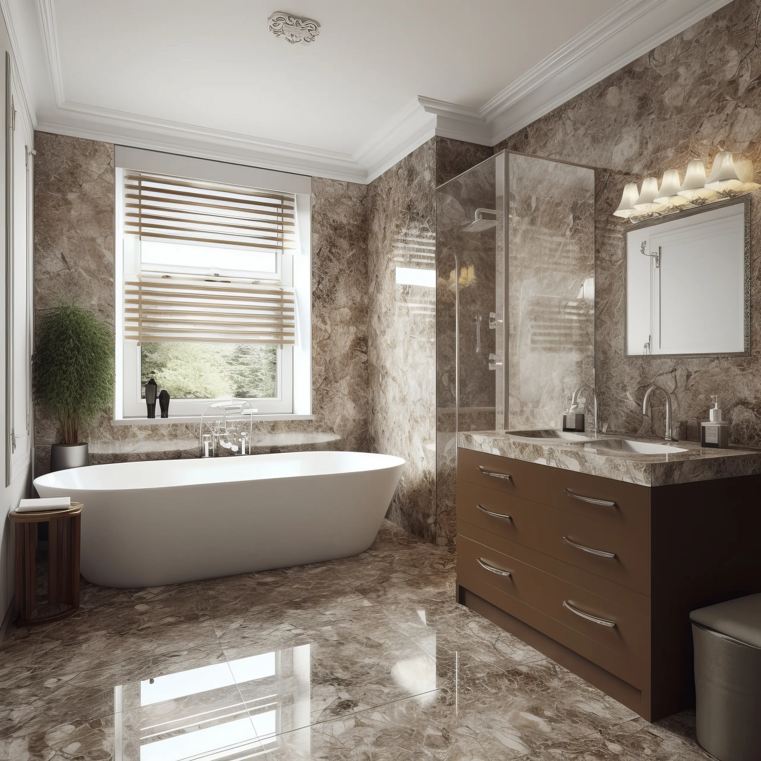 Interior photography:a bathroom with a tub, sink, and mirror.