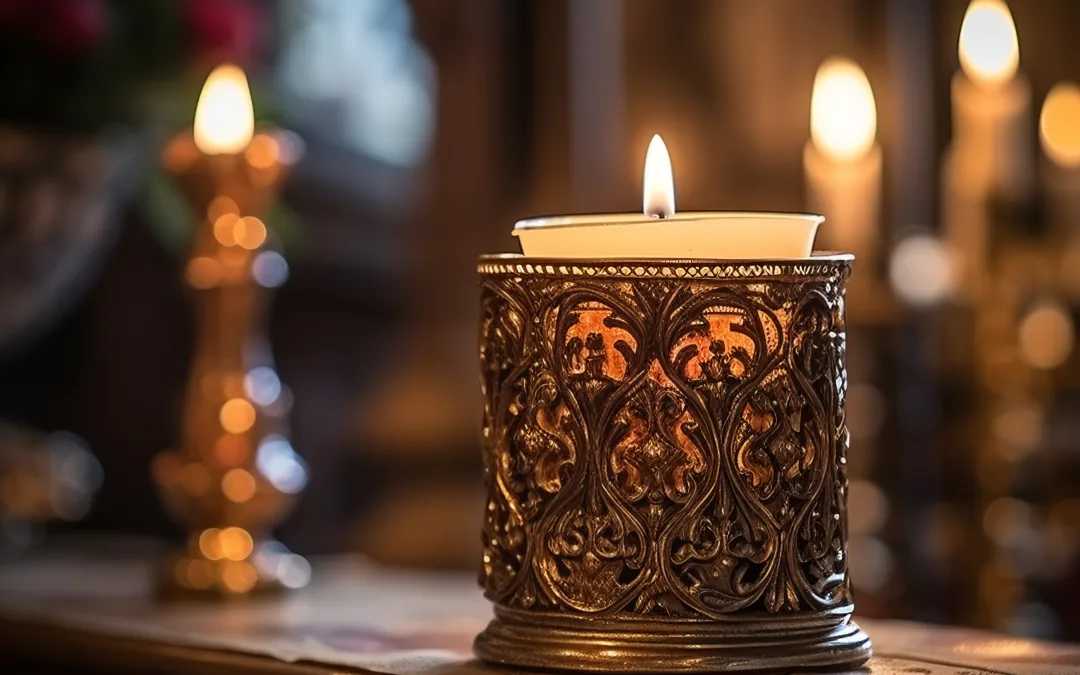 Intimate weddings: Church Weddings: a lit candle sitting on top of a table.