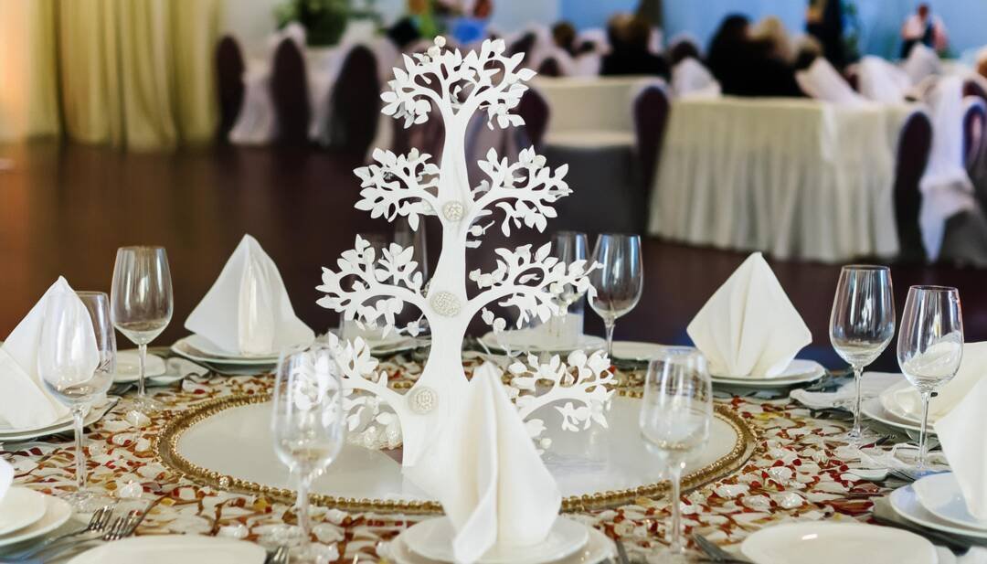 Photo of a wedding family tree on a table