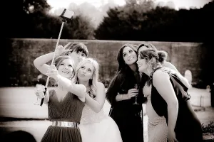A group of bridesmaids taking a selfie.