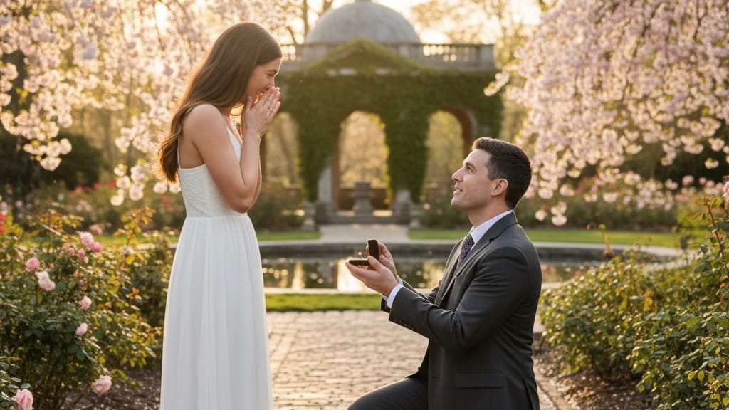 Popping the question man and woman