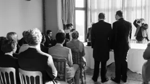_MIN6758 A timeless black and white photo capturing the beauty of an Orchardleigh wedding ceremony.