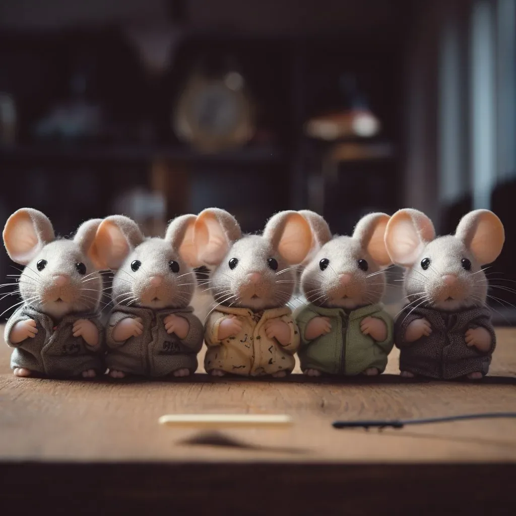 A group of mice sitting on a wooden table. Ditch the group wedding photos
