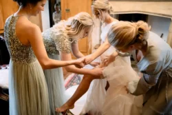 A group of bridesmaids getting ready for a Castle Combe Manor wedding.