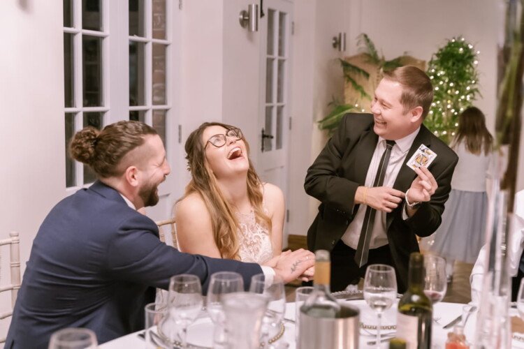 a couple of people that are sitting at a table.