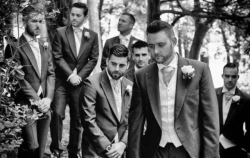 www.thefxworks.co.uk A black and white photo of a group of groomsmen at Farleigh House.