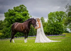 www.thefxworks.co.uk A bride and her horse at Farleigh House.