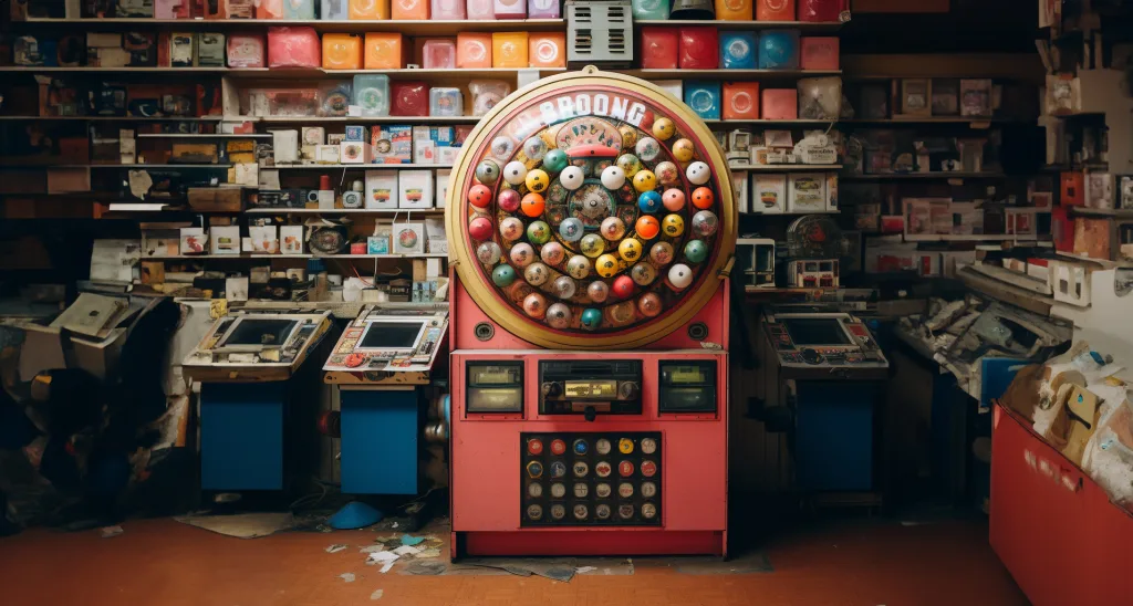 A vending machine in a store filled with books. Wedding Charity ideas