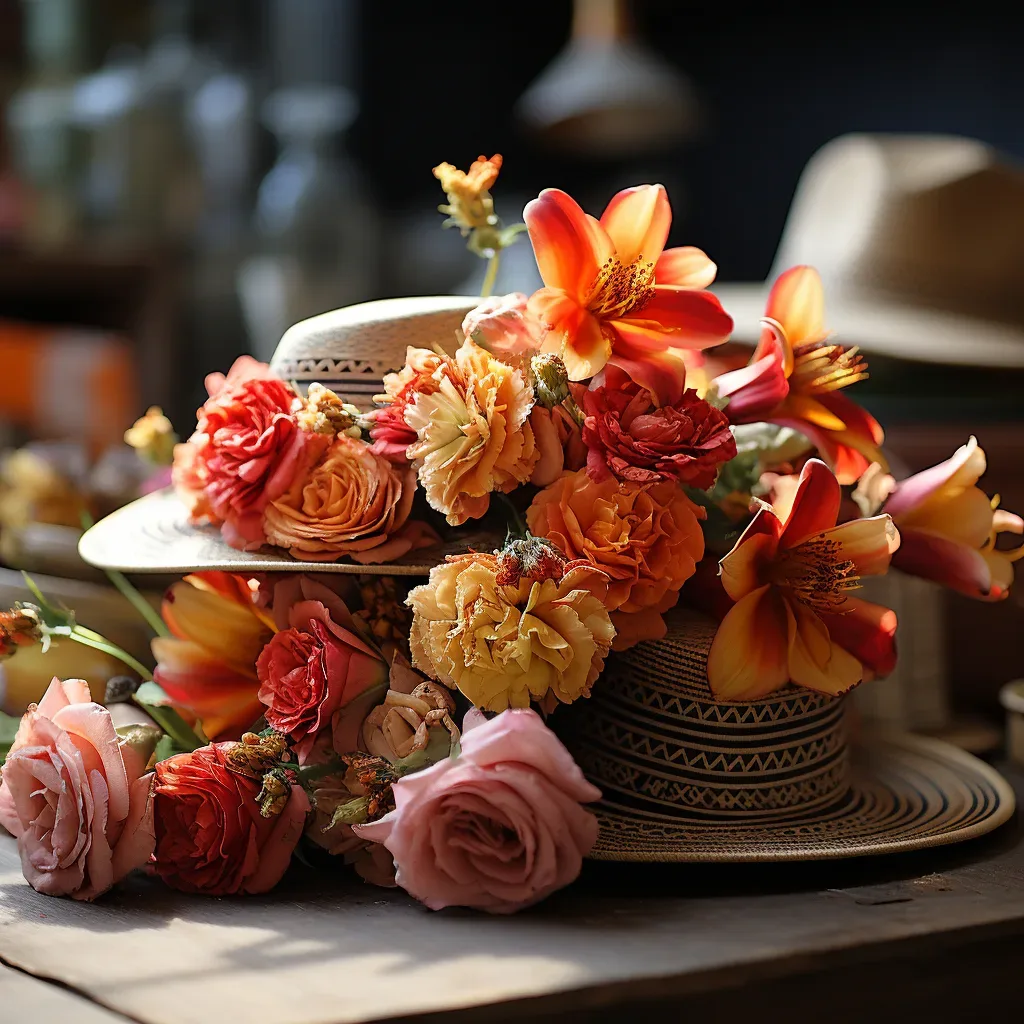 A hat with flowers on it. Mexico a wedding destination